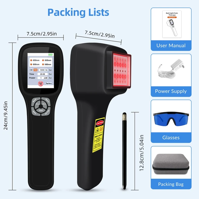 Alt view image 7 of 7 - ZJKC 2500mW Cold Laser Therapy Device for Pain Relief, 4 Wavelength Red Light Laser Therapy Machine, 650nm 808nm 905nm 980nm, 25 Diodes, Handheld Veterinary Laser Therapy for Dogs Cats Horses and Pets