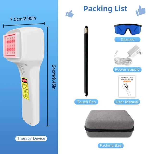 Alt view image 7 of 7 - ZJKC 2500mW Cold Laser Therapy Device for Pain Relief, Red Light Laser Therapy for Pain, 4 Wavelengths 650nm 808nm 905nm 980nm, 25 Diodes, Handheld Laser Physiotherapy Machine, Rechargeable