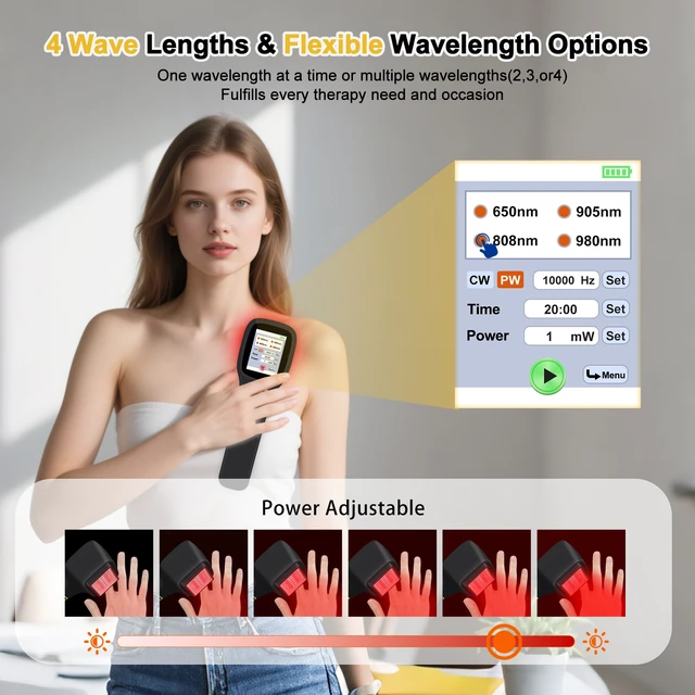 Alt view image 3 of 7 - ZJKC 2500mW Cold Laser Therapy Device for Humans and Pets, Laser Therapy for Pain Relief, Veterinary Laser Therapy for Dogs and Horses, 4 Wavelength Red Light Therapy Laser, 25 Diodes, Rechargeable