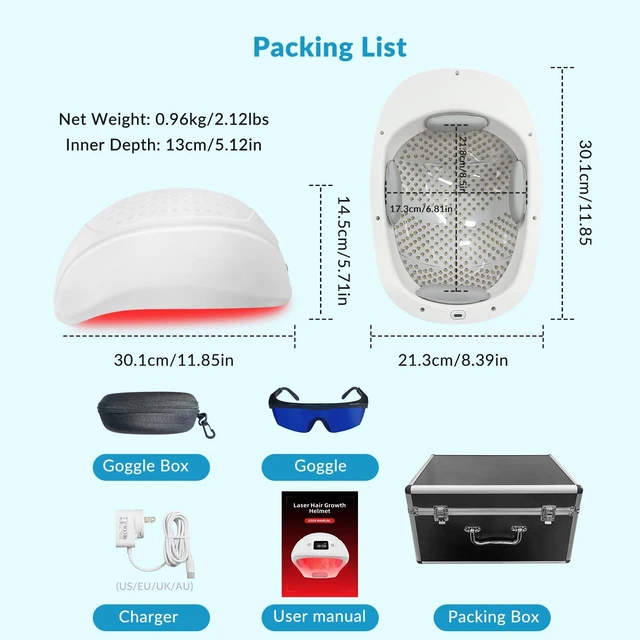 Alt view image 6 of 7 - ZJKC Laser Hair Growth Cap LCAP448, 448 Laser Diodes, 650nm Red Light, 7000mAh Rechargeable Battery, LCD Display, 10/20/30-Min Timer, for Men and Women