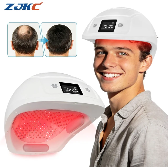 Main image of ZJKC Red Light Hair Growth Cap LCAP448, 650nm Laser Helmet with 448 Diodes, Infrared Auto-Sensing, Adjustable LCD Timer, 7000mAh Rechargeable Battery