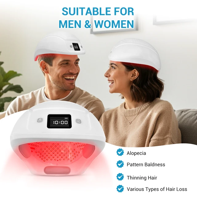 Alt view image 4 of 7 - ZJKC Red Light Hair Growth Cap LCAP448, 650nm Laser Helmet with 448 Diodes, Infrared Auto-Sensing, Adjustable LCD Timer, 7000mAh Rechargeable Battery