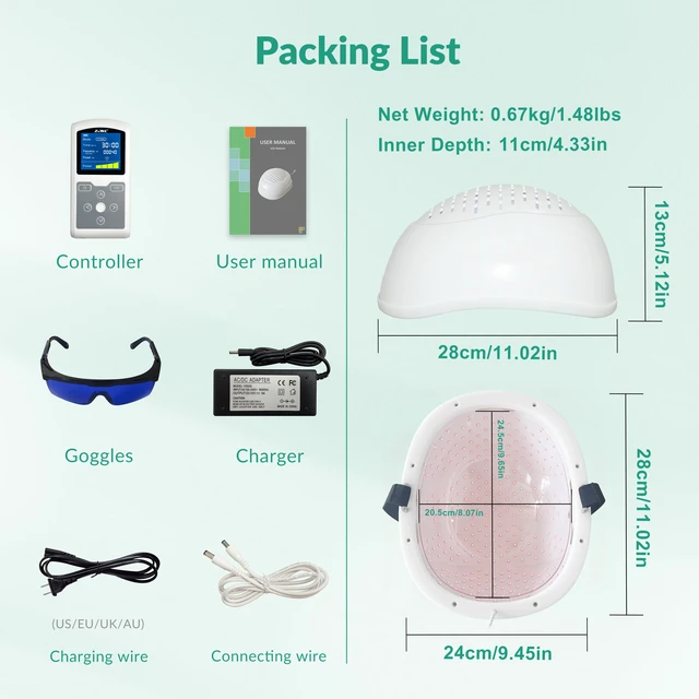 Alt view image 7 of 7 - ZJKC 810nm Infrared Light Therapy Helmet with 280 LEDs, 15W Near Infrared Photobiomodulation Cap, Adjustable 1-20000Hz Frequency, 4 Intensity Levels, Rechargeable Battery