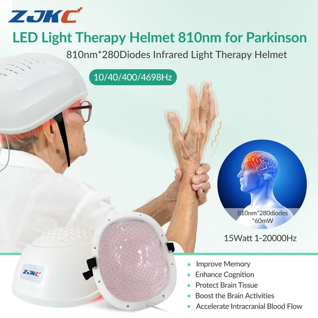 Main image of ZJKC 810nm Infrared Light Therapy Helmet with 280 LEDs, 15W Near Infrared Photobiomodulation Cap, Adjustable 1-20000Hz Frequency, 4 Intensity Levels, Rechargeable Battery