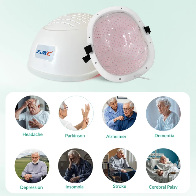 Alt view image 3 of 7 - ZJKC 810nm Infrared Light Therapy Helmet with 280 LEDs, 15W Near Infrared Photobiomodulation Cap, Adjustable 1-20000Hz Frequency, 4 Intensity Levels, Rechargeable Battery