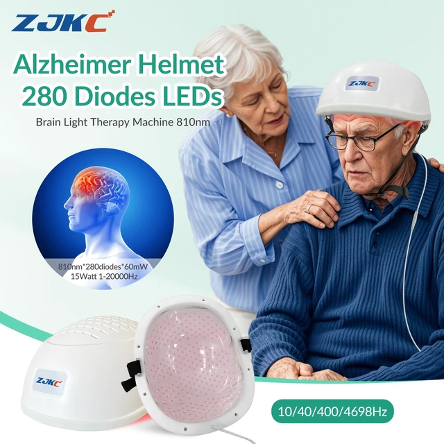 Main image of ZJKC Infrared Light Therapy Helmet, 810nm Brain Photobiomodulation PBM Device, 280 LED Diodes, 15W Near Infrared Light, Adjustable 1-20000Hz Frequency, Rechargeable