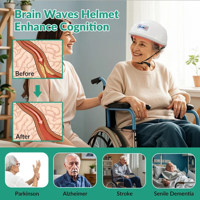 Alt view image 2 of 7 - ZJKC Infrared Light Therapy Helmet, 810nm Brain Photobiomodulation PBM Device, 280 LED Diodes, 15W Near Infrared Light, Adjustable 1-20000Hz Frequency, Rechargeable