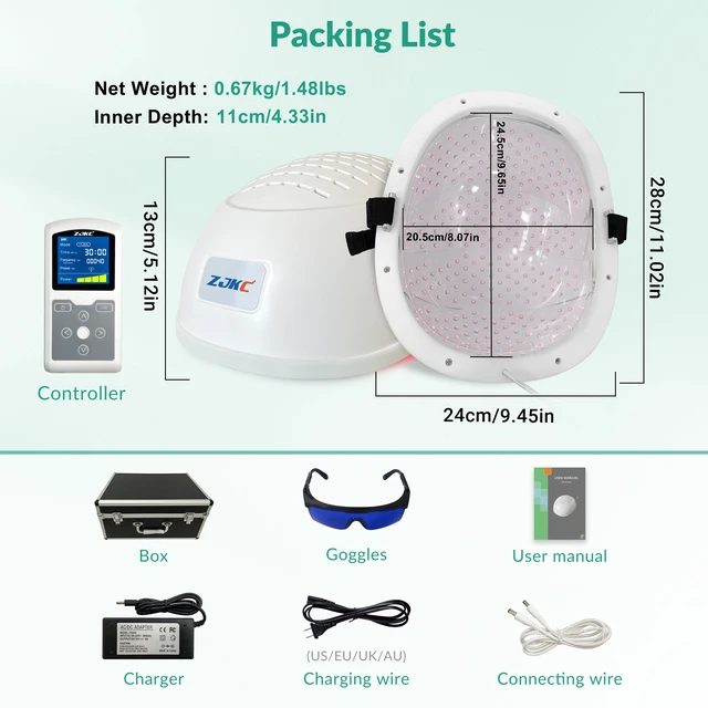 Alt view image 6 of 7 - ZJKC 810nm Near Infrared LED Light Therapy Helmet, 280 Diodes, 15W PBM Light Device, Continuous and Pulsed Modes, 4 Adjustable Power Levels, 10000mAh Rechargeable Battery