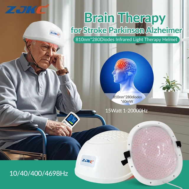 Main image of ZJKC 810nm Near Infrared LED Light Therapy Helmet, 280 Diodes, 15W PBM Light Device, Continuous and Pulsed Modes, 4 Adjustable Power Levels, 10000mAh Rechargeable Battery