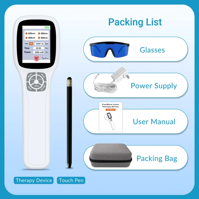 Alt view image 6 of 7 - ZJKC PMW2500 Handheld Multi-spectrum Physical Therapy Device, 2500mW Adjustable Power, 25 Light Diodes, 2.8" Touch Screen, Rechargeable Therapy Unit for Pain Relief, Deep Tissue & Veterinary Care