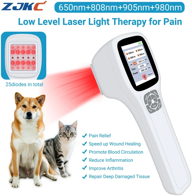 Main image of ZJKC PMW2500 Handheld Multi-spectrum Physical Therapy Device, 2500mW Adjustable Power, 25 Light Diodes, 2.8" Touch Screen, Rechargeable Therapy Unit for Pain Relief, Deep Tissue & Veterinary Care
