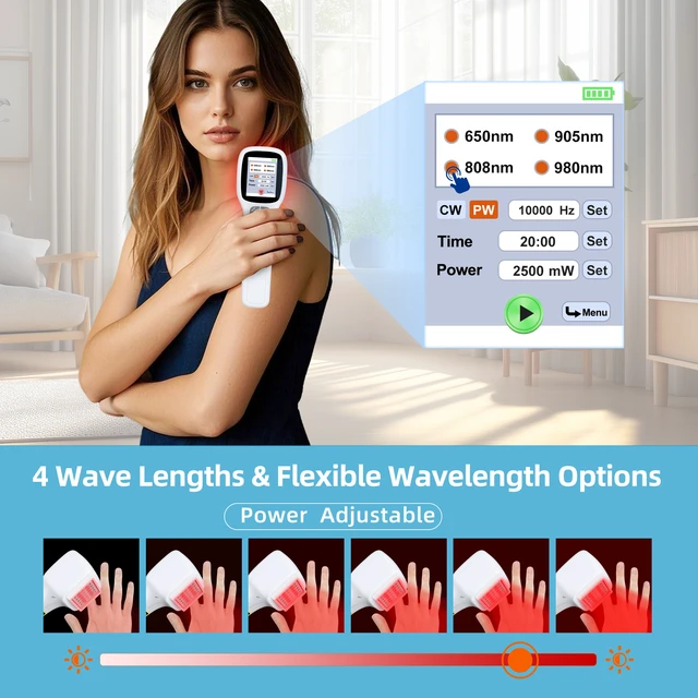 Alt view image 4 of 7 - ZJKC PMW2500 Handheld Multi-spectrum Physical Therapy Device, 2500mW Adjustable Power, 25 Light Diodes, 2.8" Touch Screen, Rechargeable Therapy Unit for Pain Relief, Deep Tissue & Veterinary Care