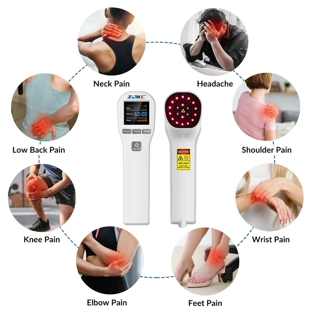 Alt view image 6 of 7 - ZJKC Red Light Therapy Device for Pain Relief, Home Use Handheld Light Wand HHL01, 650nm 808nm Dual Wavelength, 4 Power Levels, 1-60 Min Timer