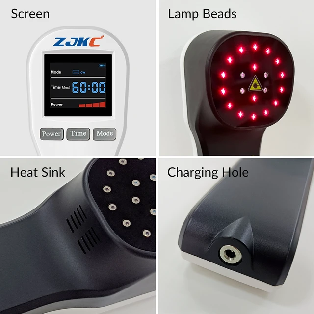 Alt view image 7 of 7 - ZJKC Red Light Therapy Device for Pain Relief, Home Use Handheld Light Wand HHL01, 650nm 808nm Dual Wavelength, 4 Power Levels, 1-60 Min Timer