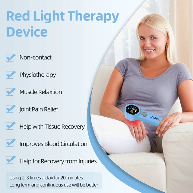 Alt view image 4 of 7 - ZJKC HHL02 Handheld Red Light Therapy Device, 660nm 808nm 980nm Multi-Wavelength Near Infrared Light for Human & Pet Joint Care