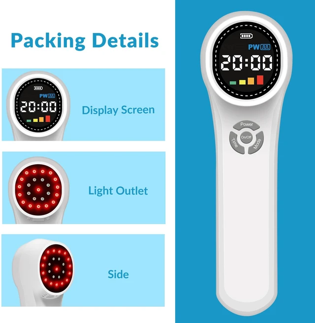 Alt view image 7 of 7 - ZJKC HHL02 1760mW Portable Phototherapy Device, 1-60min Adjustable Timer for Wound Healing & Skin Regeneration