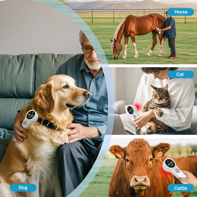 Alt view image 3 of 7 - ZJKC HHL02 Handheld Phototherapy Instrument, 25%/50%/75%/100% Adjustable Power for Pet & Human Muscle Support