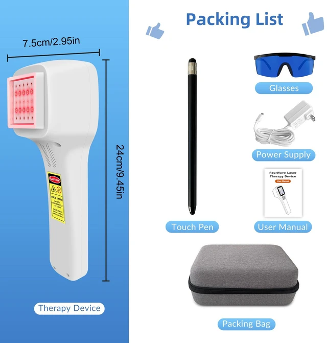 Alt view image 7 of 7 - ZJKC Handheld Light Therapy Wand for Pain Relief, Multi-Wavelength Near Infrared Device with 25 Diodes 650/808/905/980nm, 0-2500mW Adjustable