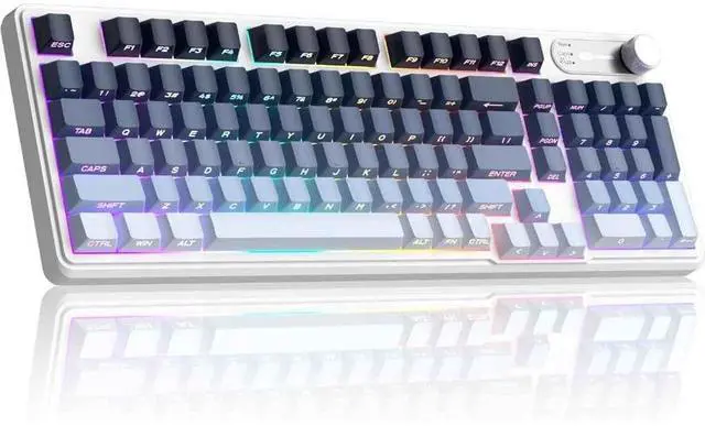 Alt view image 2 of 7 - MageGee GK960 Wireless Gaming Keyboard, RGB Tri-Mode Wired/BT/2.4G Creamy Keyboard