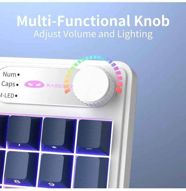 Alt view image 5 of 7 - MageGee GK960 Wireless Gaming Keyboard, RGB Tri-Mode Wired/BT/2.4G Creamy Keyboard