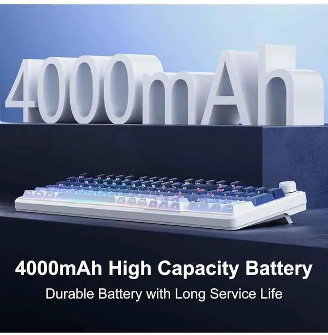 Alt view image 6 of 7 - MageGee GK960 Wireless Gaming Keyboard, RGB Tri-Mode Wired/BT/2.4G Creamy Keyboard