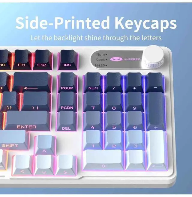 Alt view image 7 of 7 - MageGee GK960 Wireless Gaming Keyboard, RGB Tri-Mode Wired/BT/2.4G Creamy Keyboard