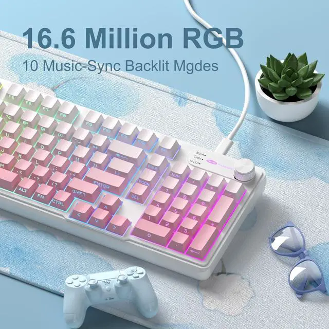 Alt view image 3 of 7 - MageGee Keyboard GK960 98 Keys 95% Layout Keyboards, Type-C Connected Keyboard, Side Engraved ABS Keycaps, for PC/loptop/MAC