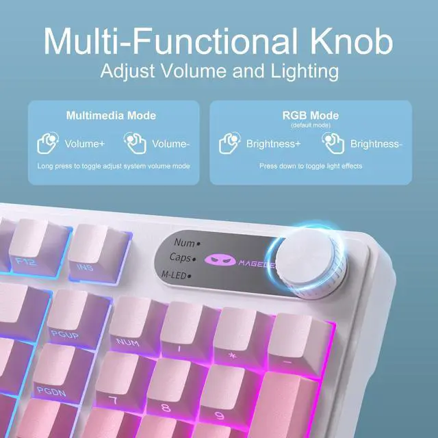 Alt view image 4 of 7 - MageGee Keyboard GK960 98 Keys 95% Layout Keyboards, Type-C Connected Keyboard, Side Engraved ABS Keycaps, for PC/loptop/MAC