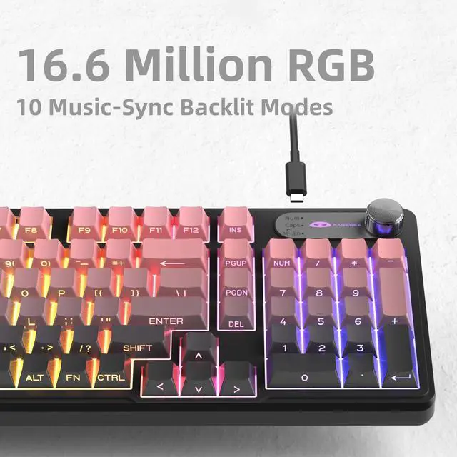 Alt view image 4 of 7 - MageGee Keyboard GK960 98 Keys 95% Layout Keyboards, Type-C Connected Keyboard, Side Engraved ABS Keycaps, for PC/loptop/MAC