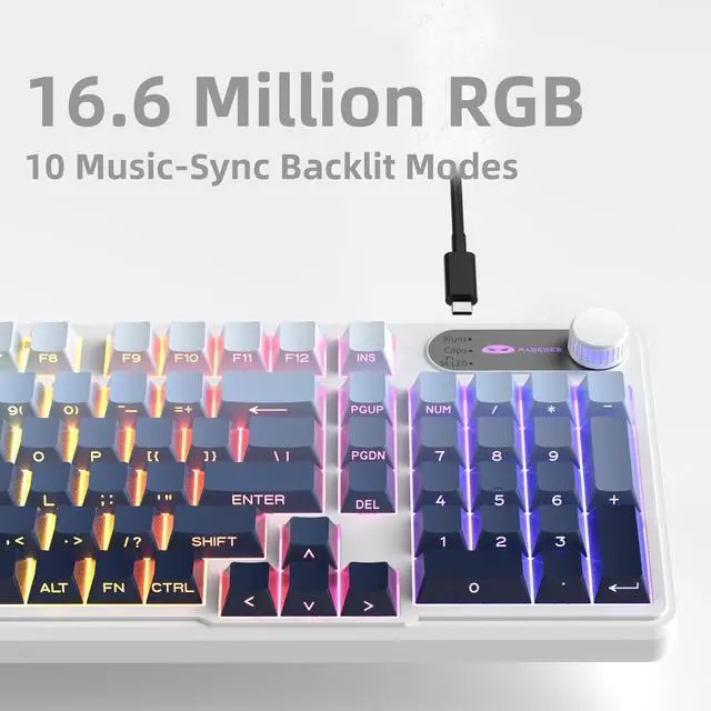 Alt view image 3 of 7 - MageGee Keyboard GK960 98 Keys 95% Layout Keyboards, Type-C Connected Keyboard, Side Engraved ABS Keycaps, for PC/loptop/MAC