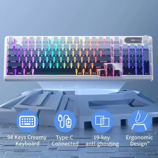 Alt view image 2 of 7 - MageGee Keyboard GK960 98 Keys 95% Layout Keyboards, Type-C Connected Keyboard, Side Engraved ABS Keycaps, for PC/loptop/MAC