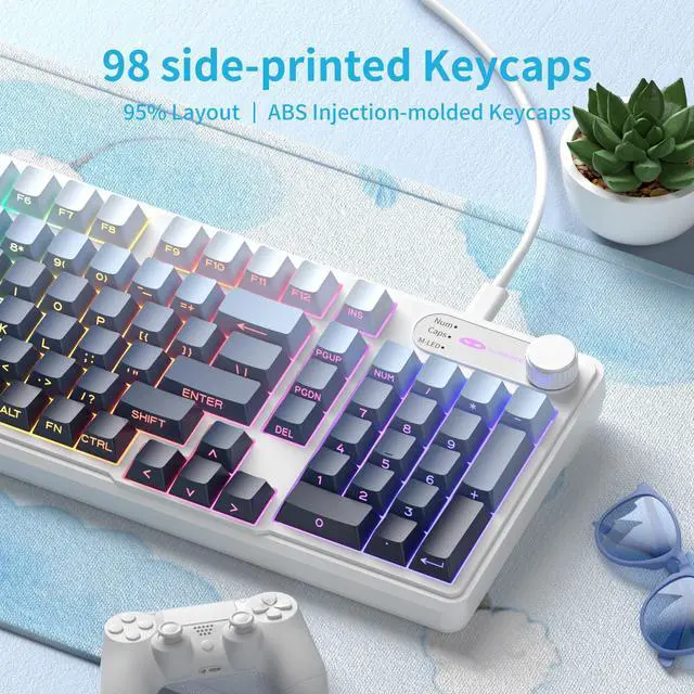 Alt view image 7 of 7 - MageGee Keyboard GK960 98 Keys 95% Layout Keyboards, Type-C Connected Keyboard, Side Engraved ABS Keycaps, for PC/loptop/MAC