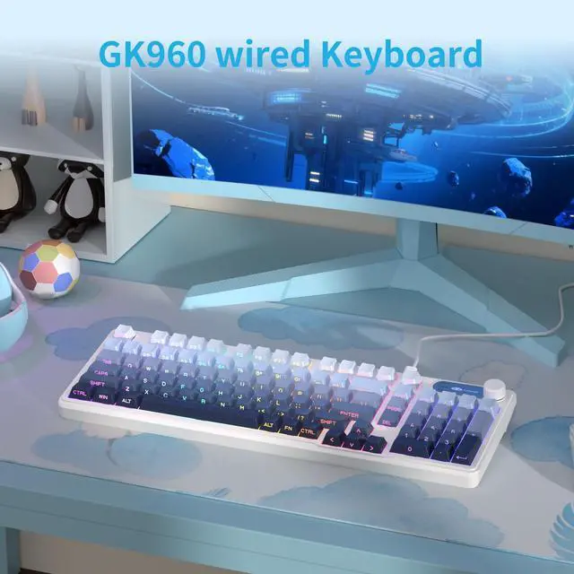 Alt view image 4 of 7 - MageGee Keyboard GK960 98 Keys 95% Layout Keyboards, Type-C Connected Keyboard, Side Engraved ABS Keycaps, for PC/loptop/MAC