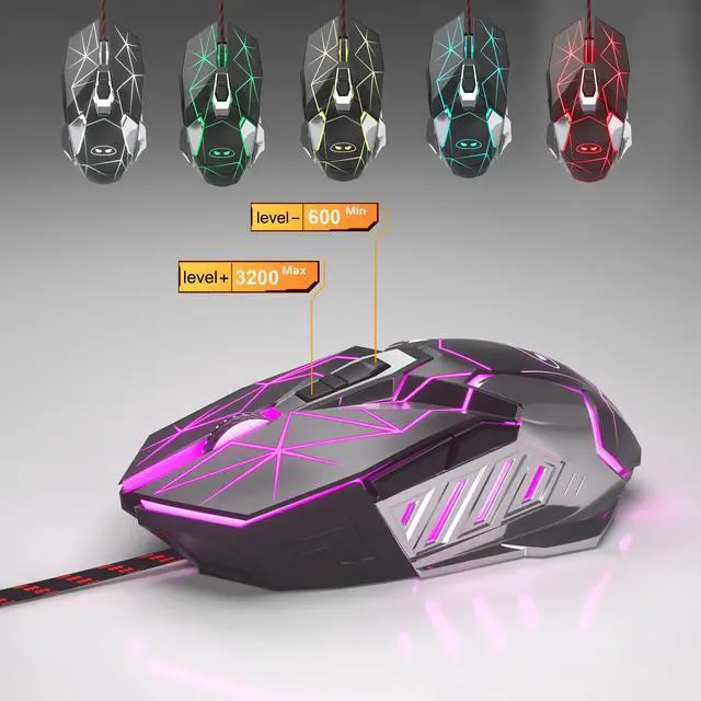 Alt view image 5 of 7 - Typewriter Mechanical Gaming Keyboard and Mouse Combo, Retro Punk Round Keycaps RGB Rainbow Backlit Wired Keyboard for Game and Office, for Windows Laptop PC, Red Switches(Black)