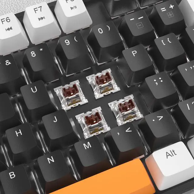 Alt view image 2 of 7 - MageGee 75% Mechanical Gaming Keyboard, Brown Switch, LED White Backlit, 87 Keys Compact TKL Wired Computer Keyboards for Windows Laptop PC Gamer - Black/White