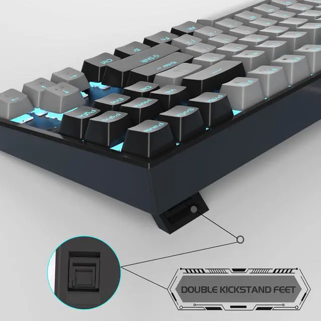 Alt view image 4 of 7 - MageGee 75% Mechanical Gaming Keyboard, Blue Switch, LED Backlit, 87 Keys Compact TKL Wired Computer Keyboards for Windows Laptop PC Gamer - Grey/Black