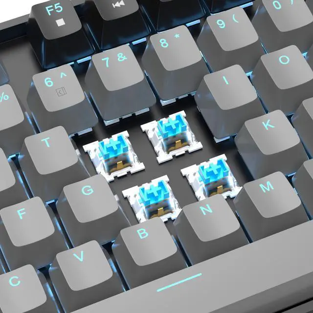 Alt view image 2 of 7 - MageGee 75% Mechanical Gaming Keyboard, Blue Switch, LED Backlit, 87 Keys Compact TKL Wired Computer Keyboards for Windows Laptop PC Gamer - Grey/Black