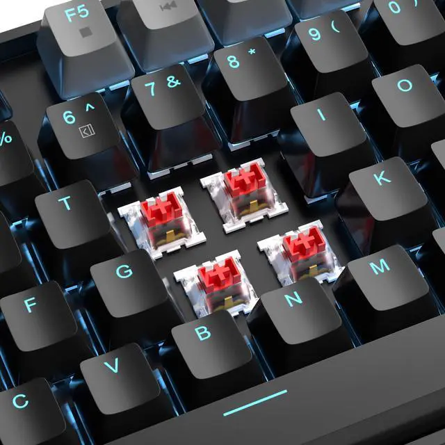Alt view image 2 of 7 - MageGee 75% Mechanical Gaming Keyboard, Red Switch, LED Blue Backlit, 87 Keys Compact TKL Wired Computer Keyboards for Windows Laptop PC Gamer - Black/Grey