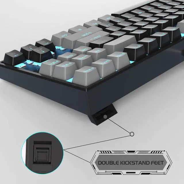 Alt view image 4 of 7 - MageGee 75% Mechanical Gaming Keyboard, Red Switch, LED Blue Backlit, 87 Keys Compact TKL Wired Computer Keyboards for Windows Laptop PC Gamer - Black/Grey