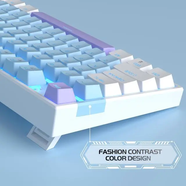 Alt view image 6 of 7 - MageGee 75% Mechanical Gaming Keyboard, Blue Switch, LED Blue Backlit, 87 Keys Compact TKL Wired Keyboards for Windows Laptop PC Gamer - Blue/White