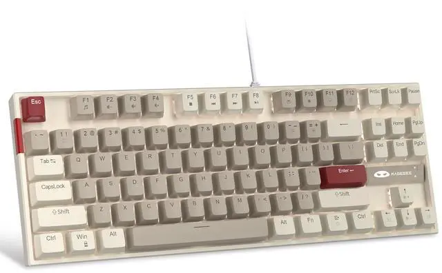 Main image of MageGee 75% Mechanical Gaming Keyboard, Brown Switch, LED White Backlit, 87 Keys Compact TKL Wired Computer Keyboards for Windows Laptop PC Gamer - Retro Grey/White