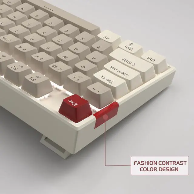 Alt view image 4 of 7 - MageGee 75% Mechanical Gaming Keyboard, Brown Switch, LED White Backlit, 87 Keys Compact TKL Wired Computer Keyboards for Windows Laptop PC Gamer - Retro Grey/White