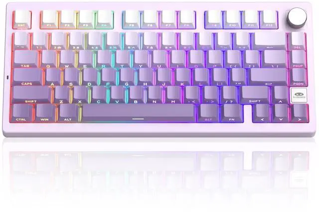 Main image of MageGee LIGHT75 Wireless Creamy Keyboard, Gasket Structure Hot Swappable, 75% Compact 2.4G/USB-C/BT5.0 RGB Backlit Gaming Keyboard for Win/Mac/PC, Side Printed PBT Keycaps, 4000mAh Battery, Purple