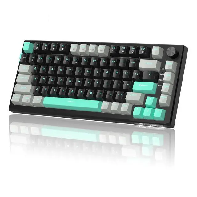 Alt view image 7 of 7 - MageGee SKY81 75% Mechanical Gaming Keyboard, Gasket Hot Swappable Wired Custom Creamy Keyboard with 5-Layer Sound Dampening, Knob Control, RGB Backlit, NKRO for Win/Mac (Dark Elf, Blue Whale Switch)