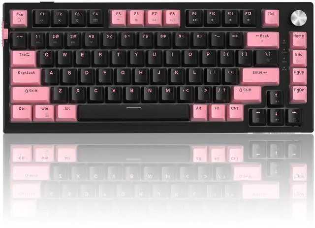 Main image of MageGee SKY81 75% Wireless Gasket Mechanical Gaming Keyboard, Hot Swappable RGB Custom Creamy Keyboard w/ 5-Layer Padding, BT/2.4G/USB-C, Knob Control, NKRO for Win/Mac (Pink&Black, Blue Whale Switch)