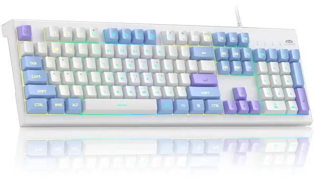 Main image of MageGee Creamy Keyboards,K2 Classic Keyboard Wired RGB Backlit 104 Keys Waterproof Ergonomic Keyboard,PC Keyboards for PC/loptop/MAC - Lris Violet