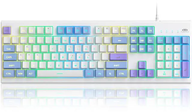 Alt view image 7 of 7 - MageGee Creamy Keyboards,K2 Classic Keyboard Wired RGB Backlit 104 Keys Waterproof Ergonomic Keyboard,PC Keyboards for PC/loptop/MAC - Lris Violet