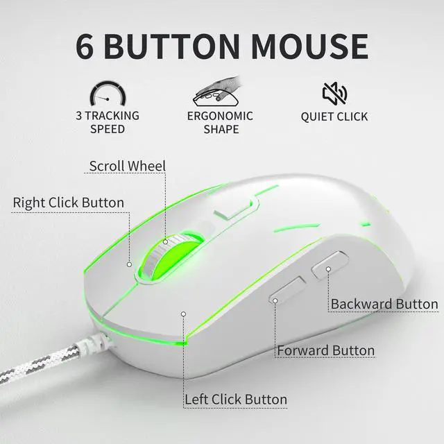 Alt view image 5 of 6 - MageGee Creamy Keyboard and Mouse Combo, K2 Classic Keyboard, Wired RGB Backlit, 104 Waterproof, Ergonomic, PC/Laptop/MAC - Knight Red