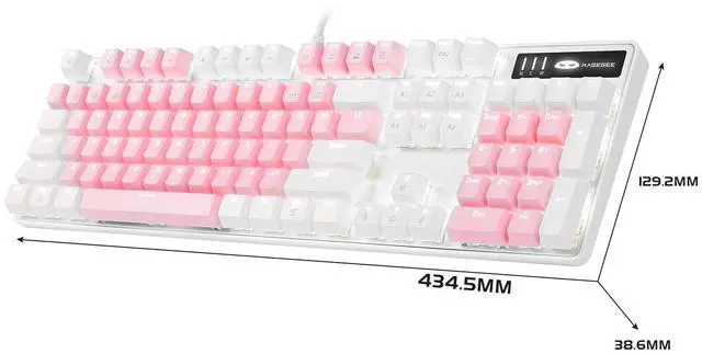 Alt view image 3 of 8 - MageGee Mechanical Gaming Keyboard, New Upgraded Blue Switch 104 Keys White Backlit Keyboards, USB Wired Mechanical Computer Keyboard for Laptop, Desktop, PC Gamers(White & Pink)