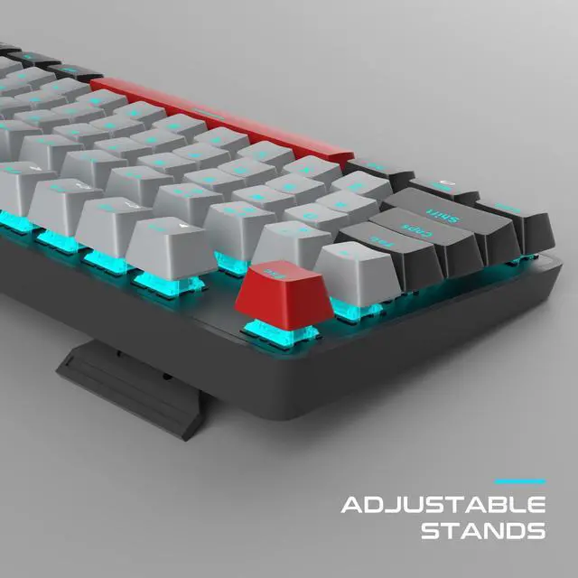 Alt view image 3 of 7 - MageGee Mechanical Gaming Keyboard, 104 Keys Blue Backlit Keyboards with Brown Switches & Double-Shot Keycaps, USB Wired Mechanical Computer Keyboard for Laptop, Desktop, PC Gamers (Black & Gray)